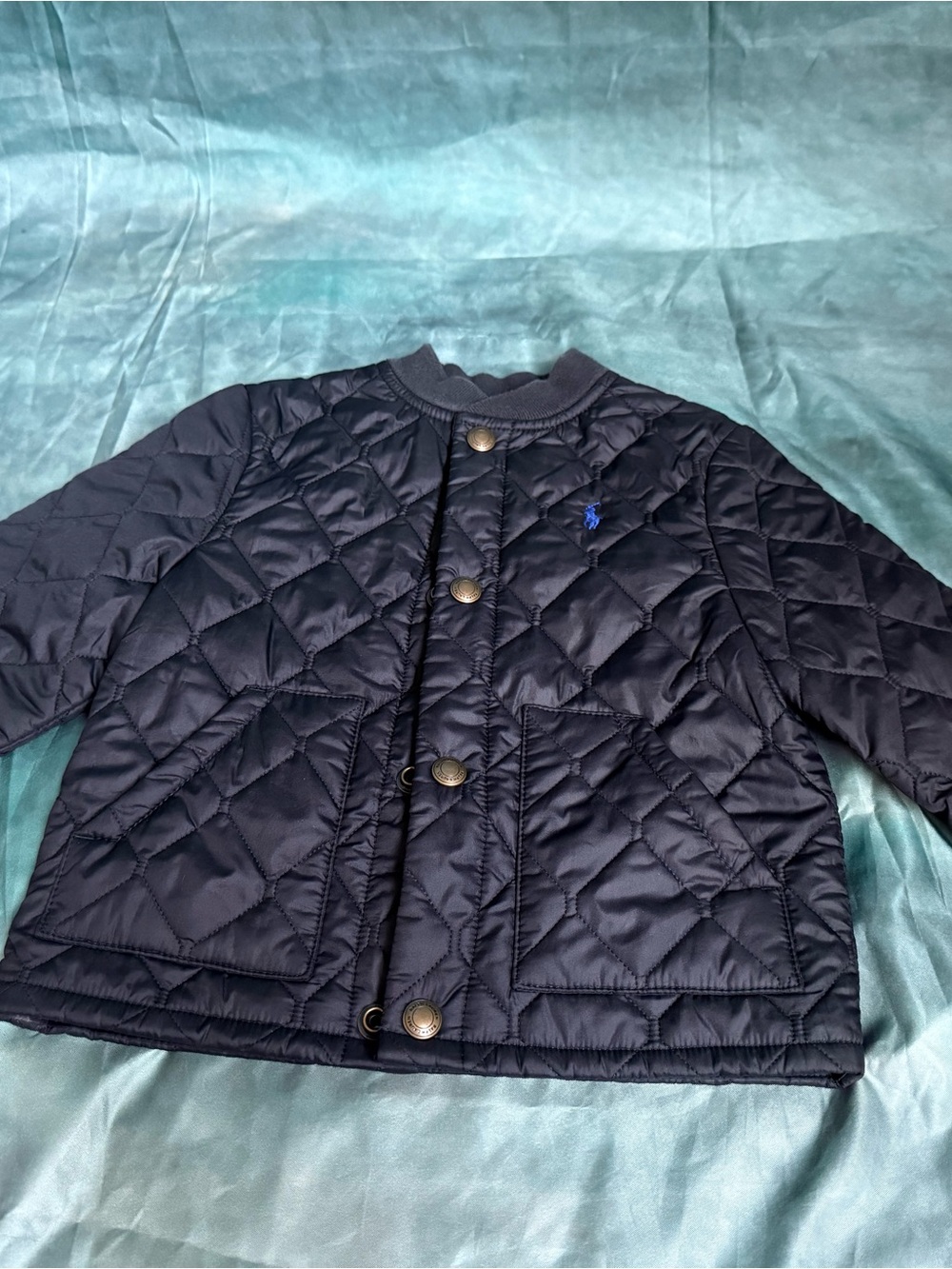 Ralph Lauren Navy Quilted Puffer Jacket with Embroidered Pony